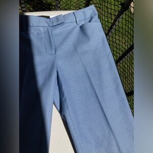 Talbots Hampshire Blue and White Geometric Mosaic Pattern 100% Cotton Trousers